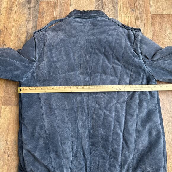 Vintage Wilsons Suede Leather Jacket Men's Size XL 46 Blue Quilted Heavyweight - Picture 9 of 11